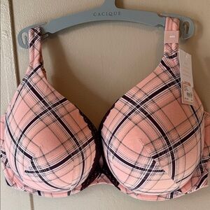 Cacique Pink and Burgandy Plaid Bra NWT
